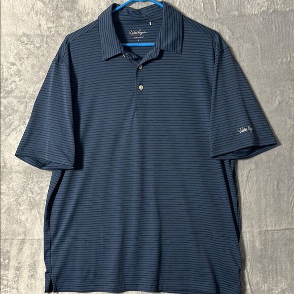 Walter Hagen Blue Striped Short Sleeve Goof Polo Size Large - Picture 1 of 8